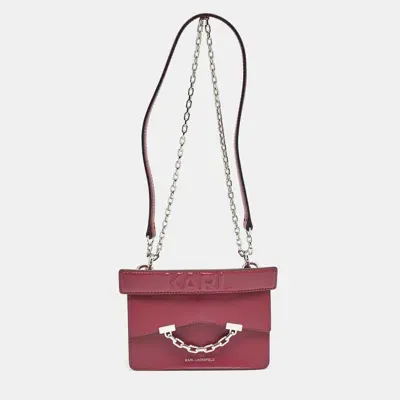 Pre-owned Karl Lagerfeld Burgundy Leather K/karl Seven Top Handle Bag