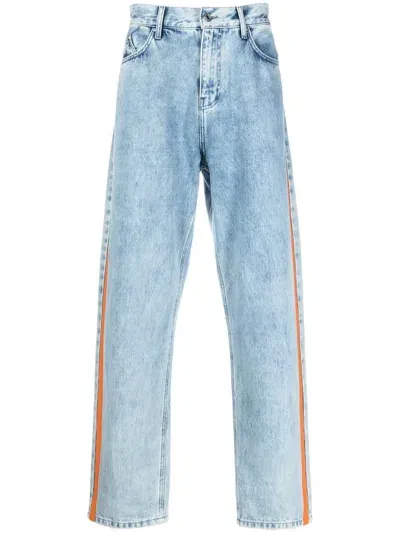 Karl Lagerfeld Contrast-stripe Straight Jeans In Blue