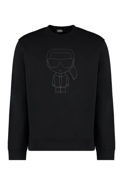 Karl Lagerfeld Cotton Crew-neck Sweatshirt In Black