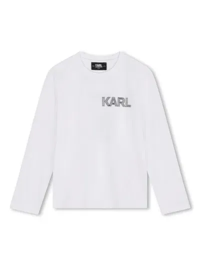 Karl Lagerfeld Graphic-print Cotton Long-sleeve T-shirt In 黑色