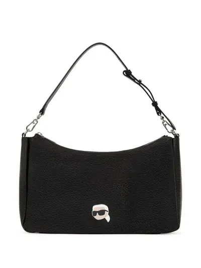 Karl Lagerfeld Ikon Pebbled Shoulder Bag In Black