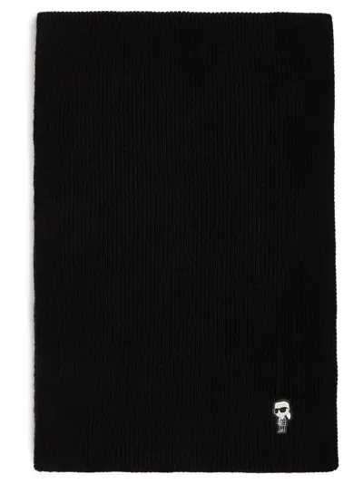 Karl Lagerfeld Ikonik Knitted Scarf In Black