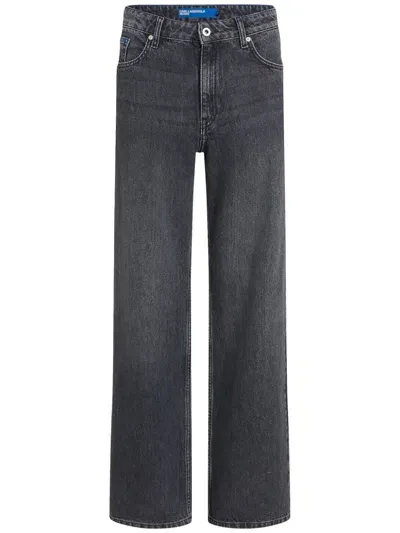 Karl Lagerfeld Jeans Mid-rise Straight-leg Jeans In Grey