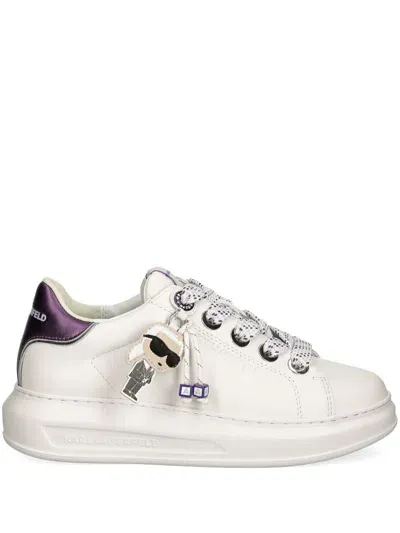 Karl Lagerfeld Kapri Karl Nft Pendant Leather Sneakers In White