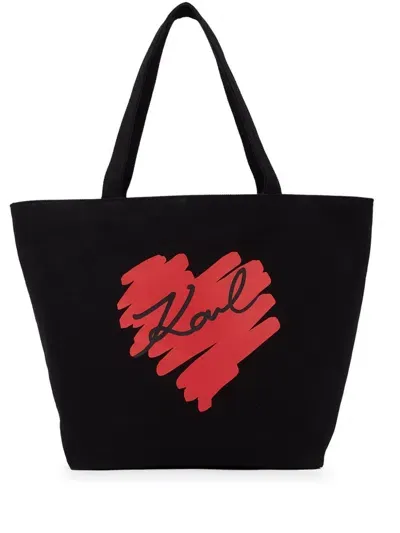 Karl Lagerfeld K/heart Reversible Tote Bag In Black