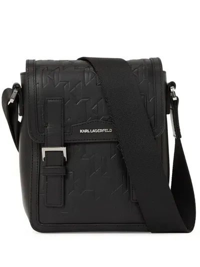 Karl Lagerfeld K/loom Leather Messenger Bag In Black