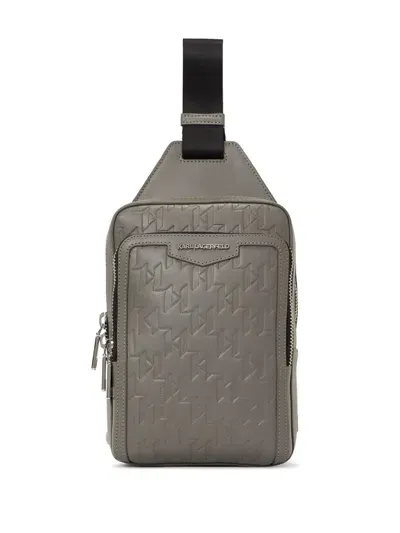 Karl Lagerfeld K/loom Leather Sling Bag In Grey