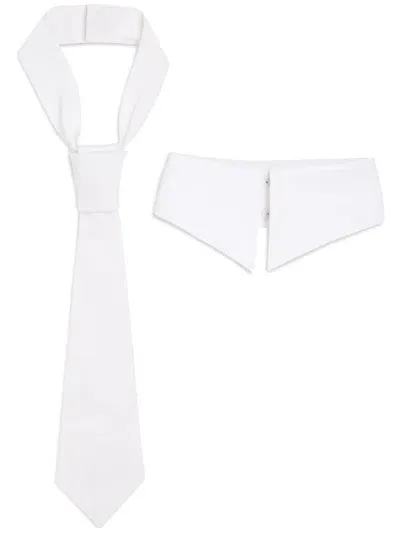 Karl Lagerfeld Kl Studio Collar And Tie Set In White