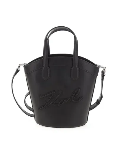 Karl Lagerfeld Signature Tulip Small Tote In Black