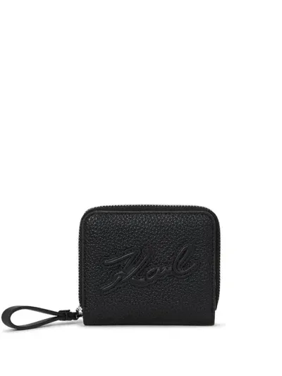 Karl Lagerfeld K/circle Leather Bi-fold Wallet In Black