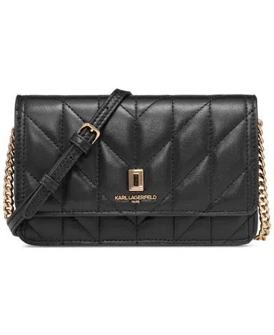 Karl Lagerfeld Lafayette Wallet On Chain In Blk,gold