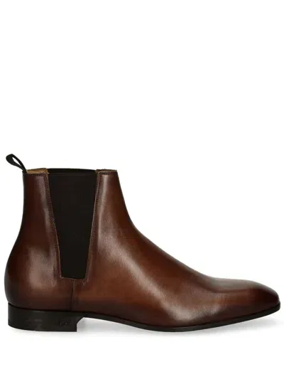 Karl Lagerfeld Leather Chelsea Boots In Brown