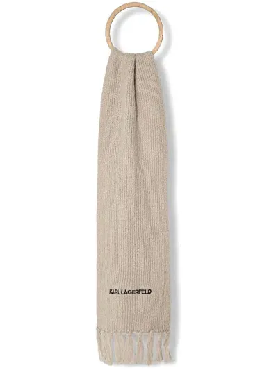 Karl Lagerfeld Logo-embroidered Scarf In Neutrals