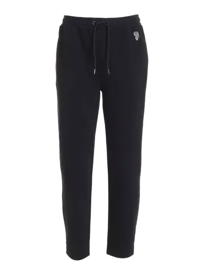 Karl Lagerfeld Logo Patch Drawstring Pants In Black