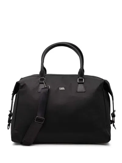 Karl Lagerfeld Logo-plaque Weekender Bag In Black