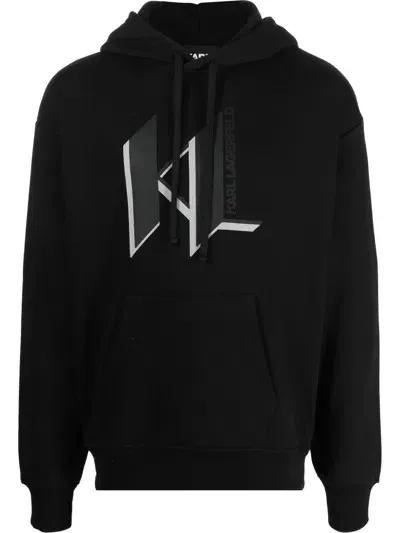 Karl Lagerfeld Logo-print Cotton Hoodie In Black