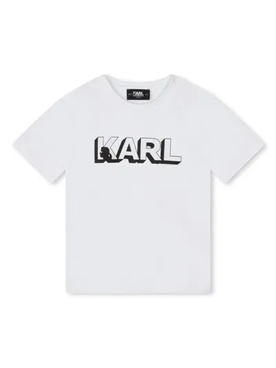 Karl Lagerfeld Kids' Logo-print Cotton T-shirt In White