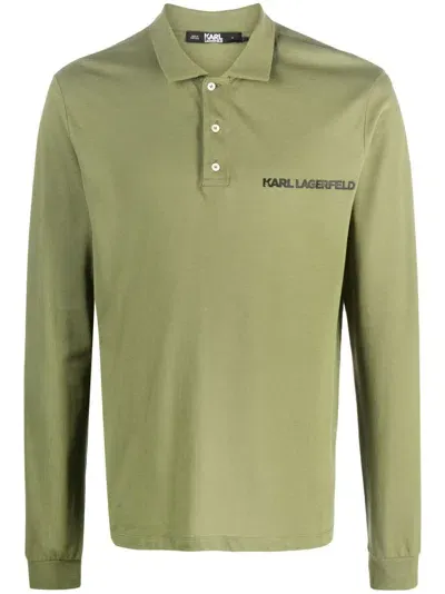 Karl Lagerfeld Logo-print Polo Shirt In Green