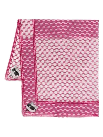 Karl Lagerfeld Logo-print Scarf In Pink