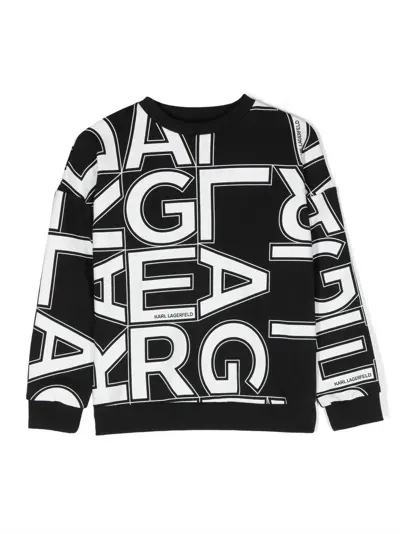 Karl Lagerfeld Kids' Logo-print Sweatshirt In Black