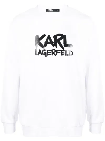 Karl Lagerfeld Logo-stamp Long-sleeve Sweatshirt In Weiss