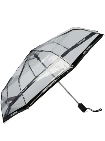 Karl Lagerfeld Logo-trim Transparent Umbrella In 1am