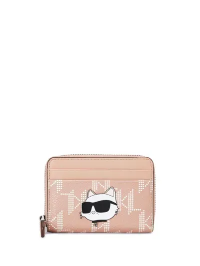 Karl Lagerfeld Monogram Jacquard Wallet In Pink