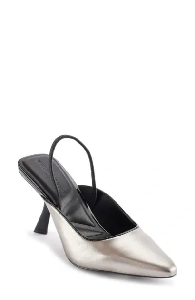 Karl Lagerfeld Paris Keera Pointed Toe Slingback Pump In Pewter/black