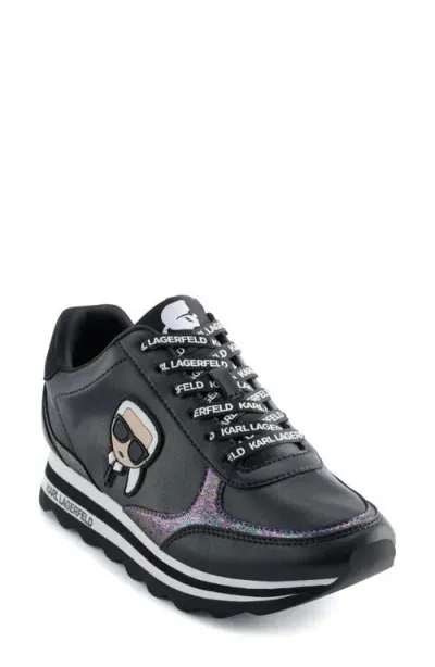 Karl Lagerfeld Paris Platform Sneaker In Black Multi