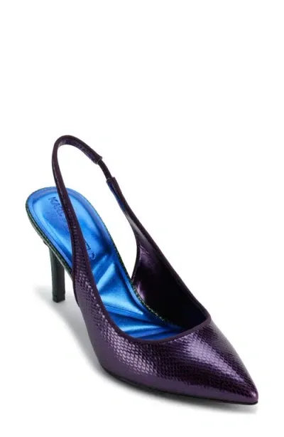 Karl Lagerfeld Paris Rosalyn Snakeskin Embossed Pointed Toe Pump In Deep Plum