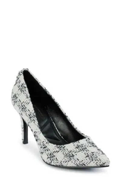 Karl Lagerfeld Paris Royale Check Pointed Toe Pump In White,black