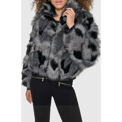 Karl Lagerfeld Multicolor Faux Fur Coat In Grey Multi