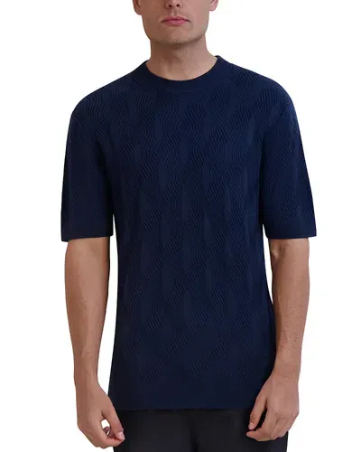 Karl Lagerfeld Paris White Label Textured Geometric Slim Fit Sweater In Navy