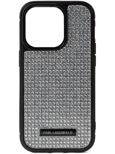 Karl Lagerfeld Rhinestone-embellished Iphone 14 Case In Silver