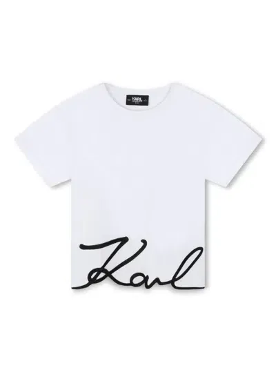 Karl Lagerfeld Kids' Signature Cotton T-shirt In White