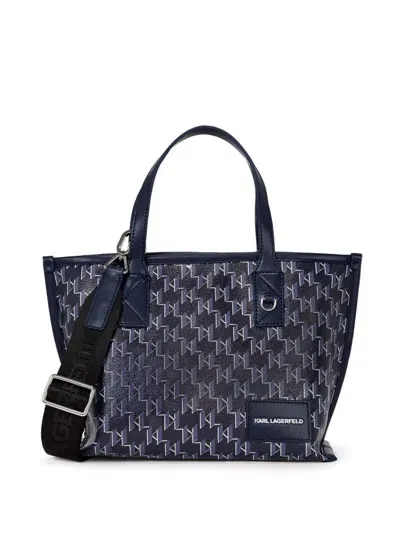 Karl Lagerfeld Small Ikonik Voyage Tote Bag In Blue