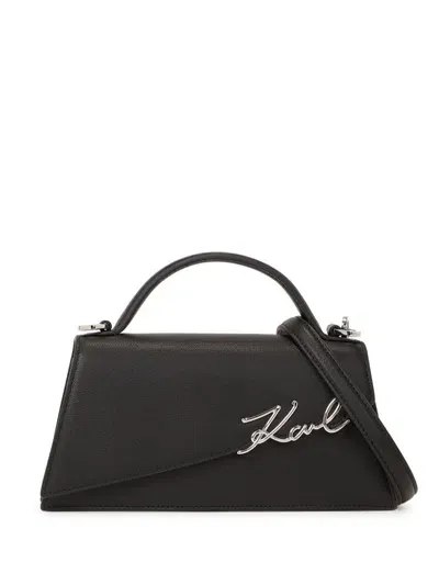 Karl Lagerfeld Signature Slim Leather Tote Bag In 1av