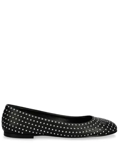 Karl Lagerfeld Stud Embellishment Ballerina Shoes In Black