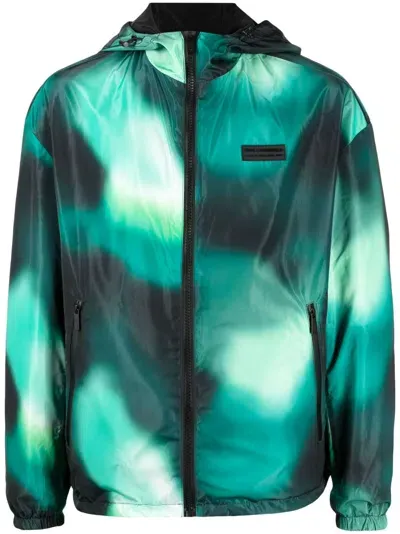 Karl Lagerfeld Tie-dye Reversible Windbreaker In Green