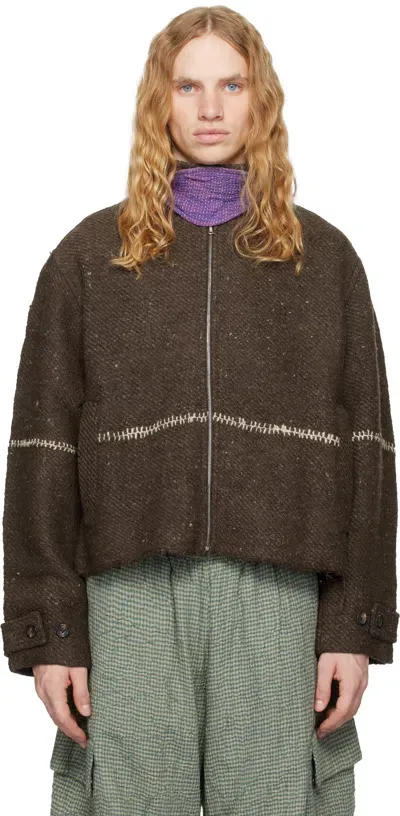 Kartik Research Brown Sholtu Wool Jacket In Brown/purple