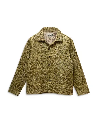 Karu Research Kalamkari Printed Shirt Jacket In Olive