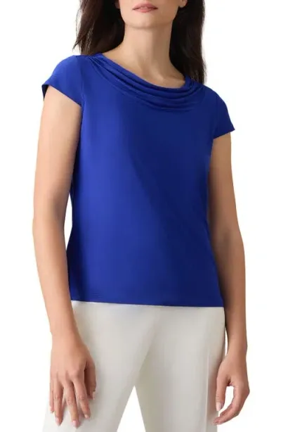 Kasper Cowl Neck Cap Sleeve T-shirt In Royal