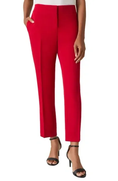 Kasper Hidden Fly Front Taffeta Pants In Fire Red