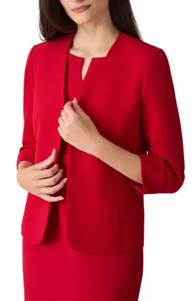 Kasper Rolled Cuff Knit Blazer In Fire Red