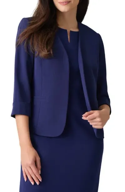 Kasper Rolled Cuff Knit Blazer In  Navy