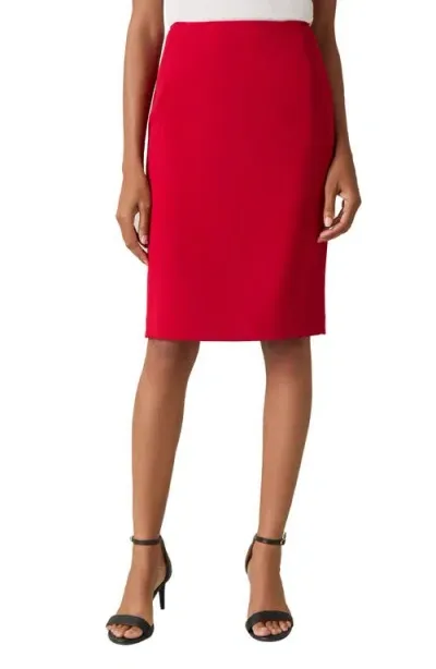 Kasper Women's Stretch-crepe Back-vent Skimmer Pencil Skirt In Fire Red