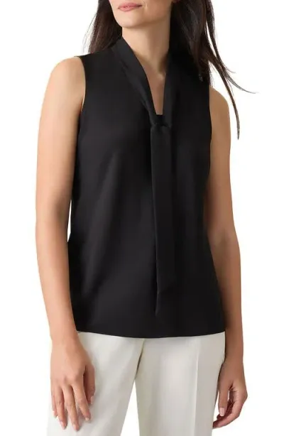 Kasper Tie Front Sleeveless Stretch Top In Black