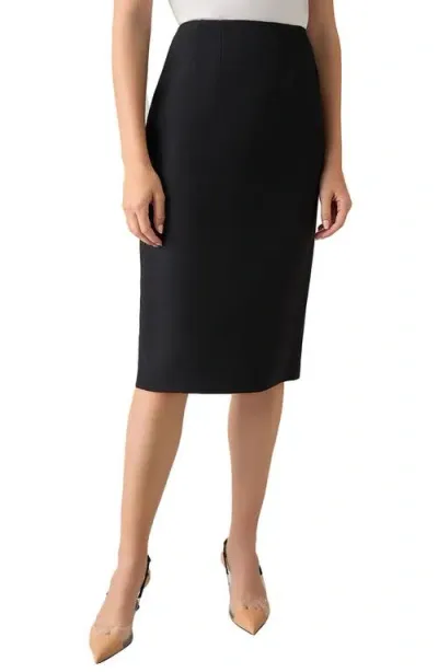 Kasper Zip Skimmer Taffeta Skirt In Black