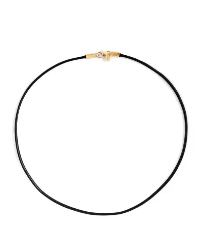 Katarina Tarazi Yellow Gold And Leather Choker Necklace