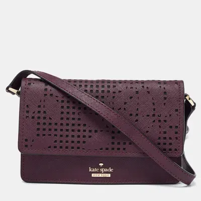 Pre-owned Kate Spade Burgundy Leather Flap Crossbody Bag